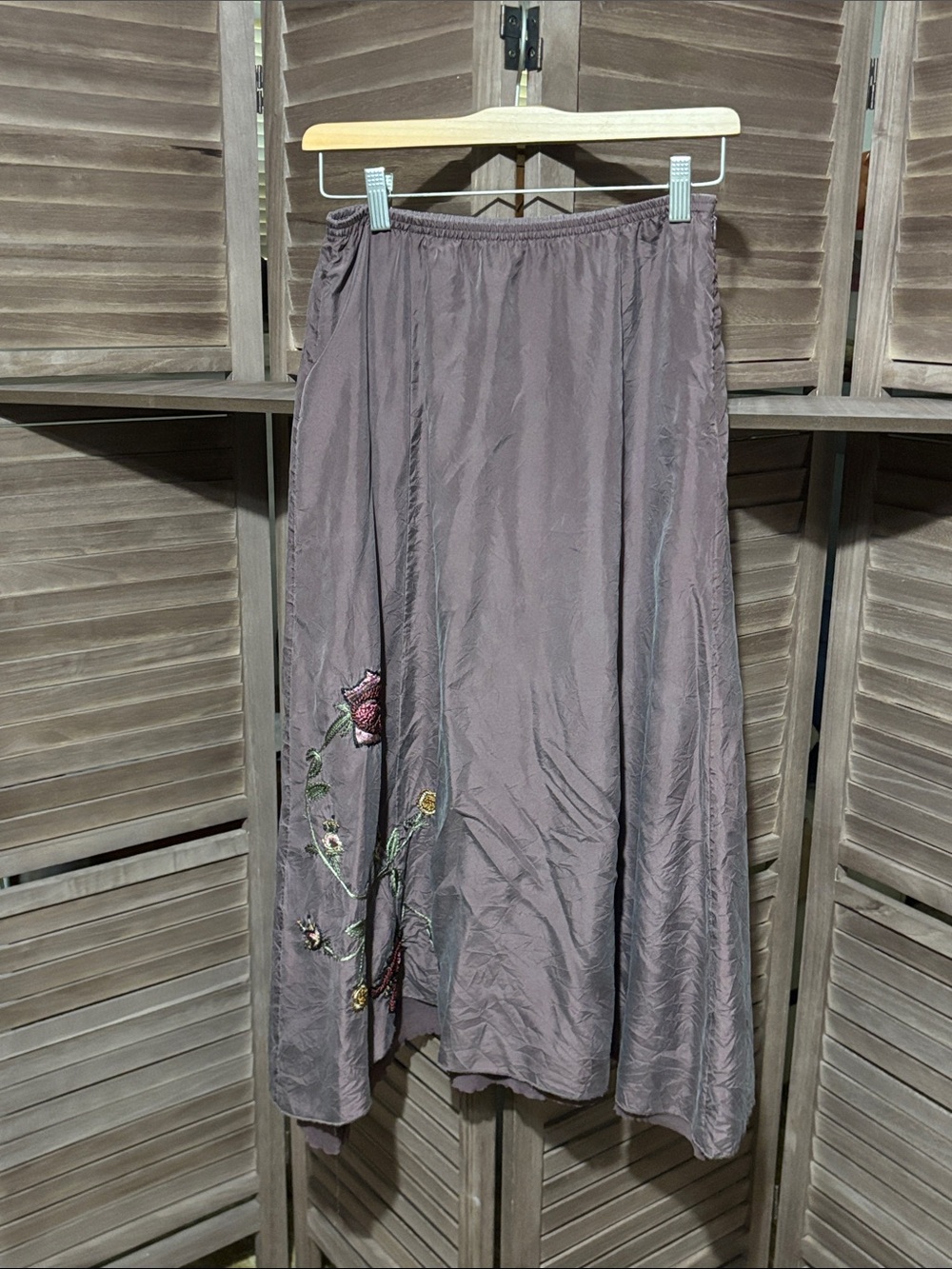 J. Jill Silk Maxi Skirt with Floral Embroidery